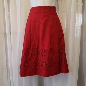 Ann Taylor Loft Red Cotton Skirt